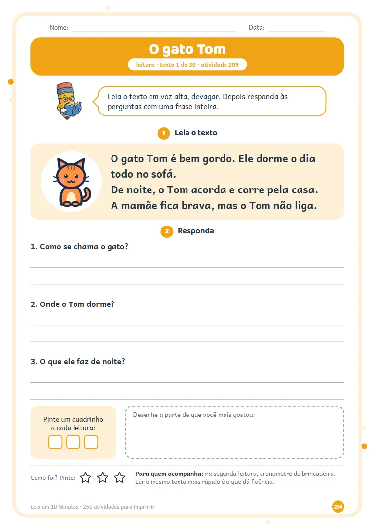Pequeno texto com perguntas