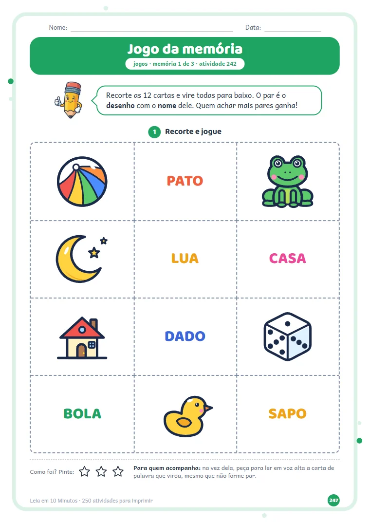 Jogo da memória para recortar